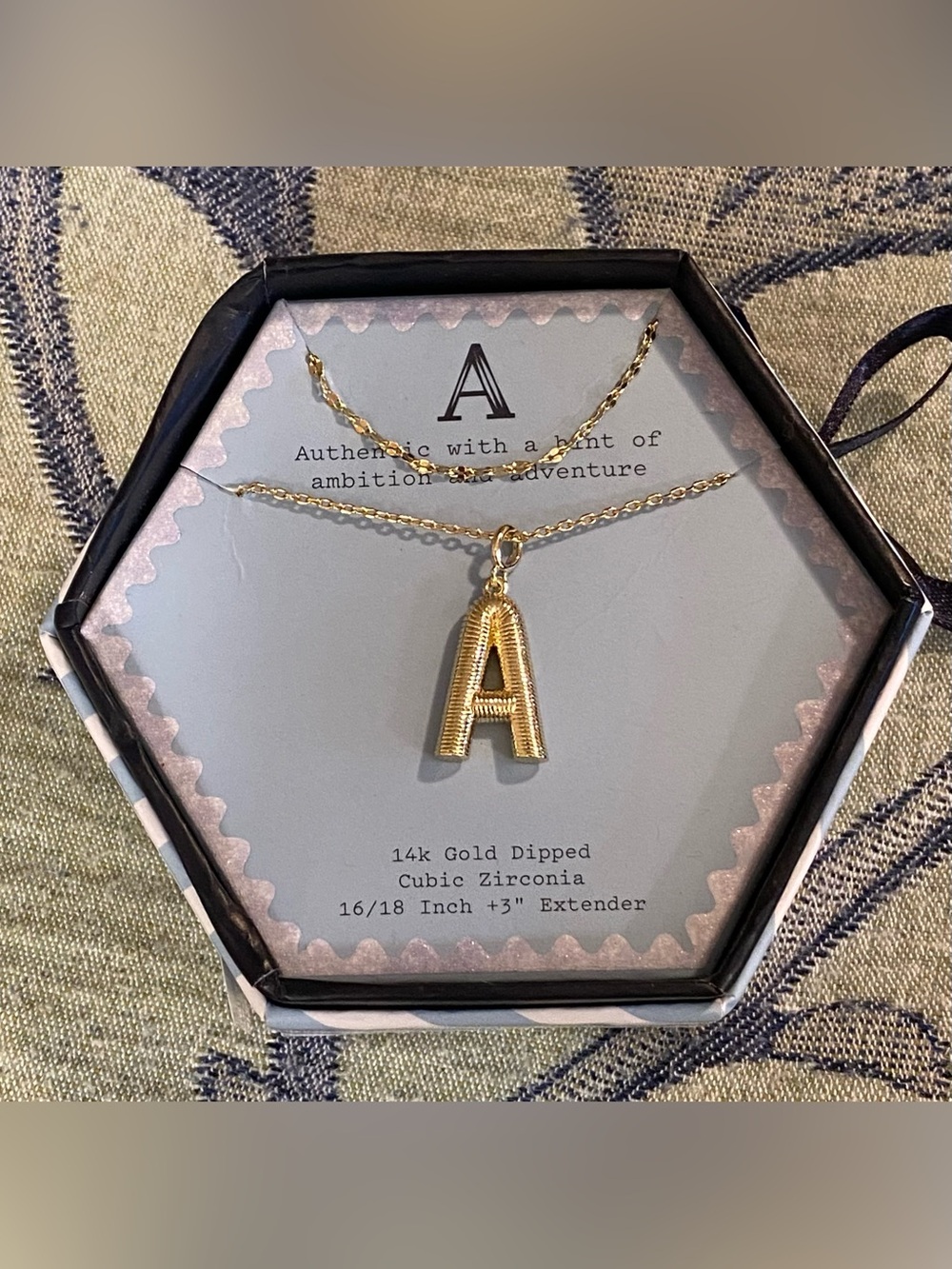 A New Day Gold Dipped Initial A Pendant Necklace Cubic Zirconia New